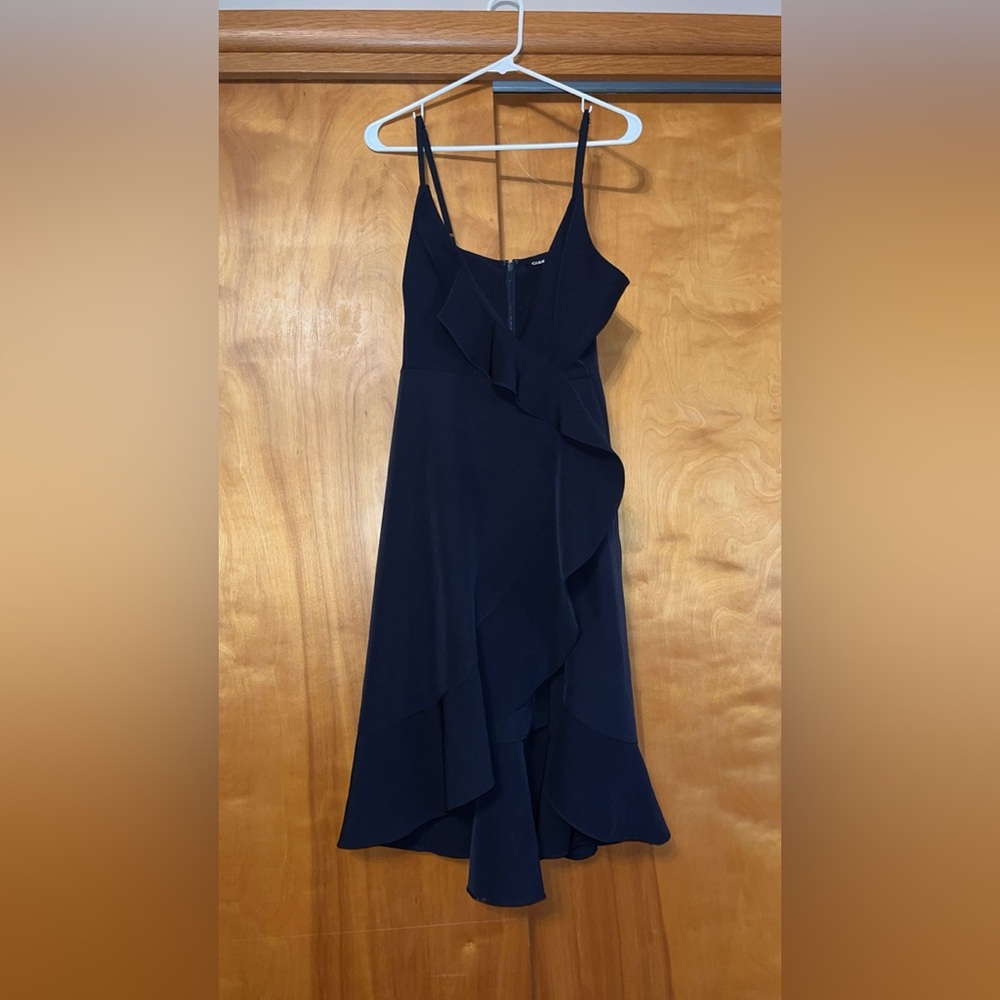 Elegant Navy Blue Women's Ruffle Dress
